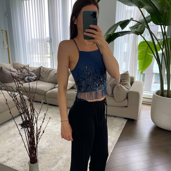Blue beaded crop - Picture 3 of 9